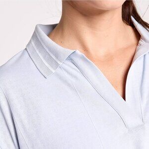 CALIA Women's Seamless Polo Short Sleeve Pale Blue Cropped Active Mesh Size XS